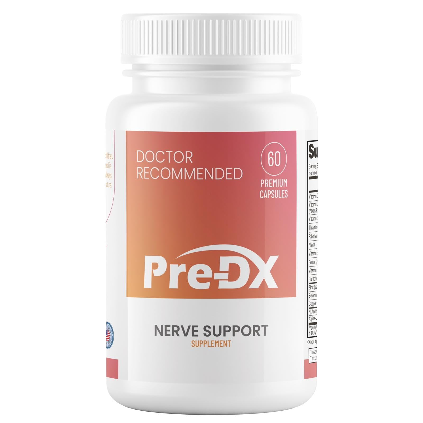 Pre-DX Nerve Support Supplement bottle and capsules