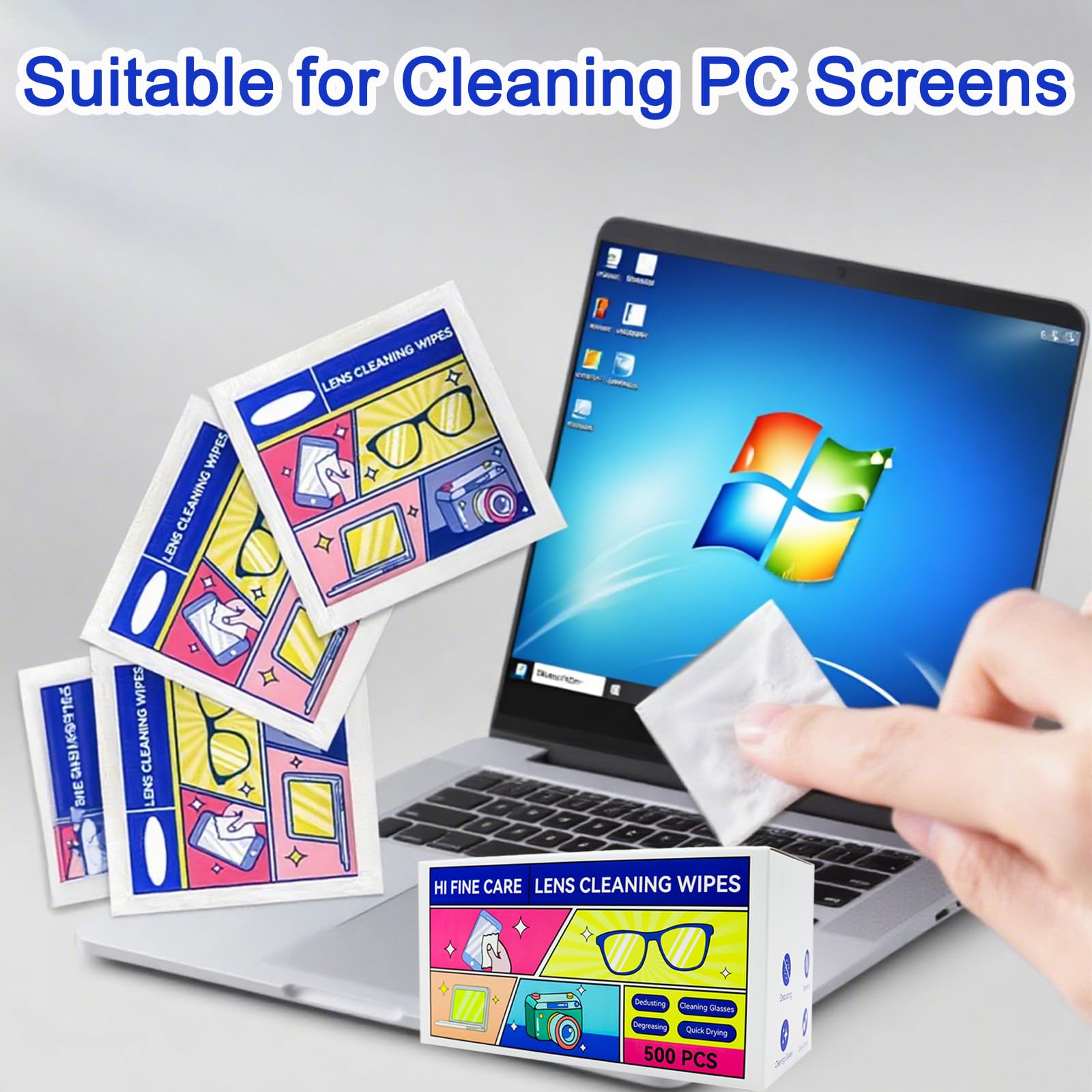 Open pack of black lens cleaning wipes