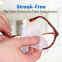 Pre-moistened lens cleaning wipes, individually wrapped
