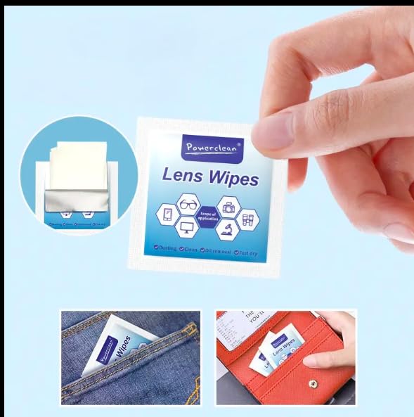 Close-up of a pre-moistened anti-fog wipe