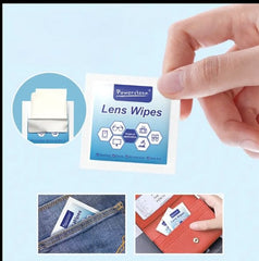 Close-up of a pre-moistened anti-fog wipe