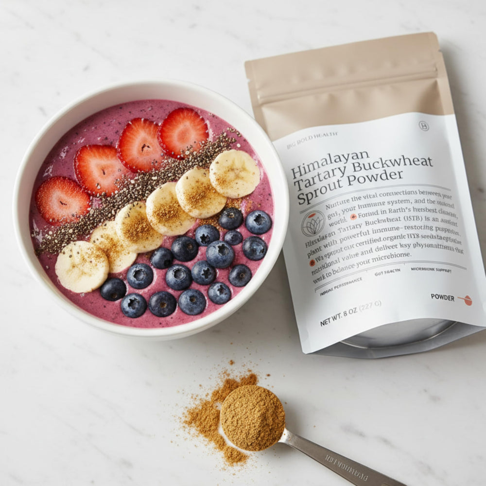 Powder highlighting prebiotic fiber for gut health