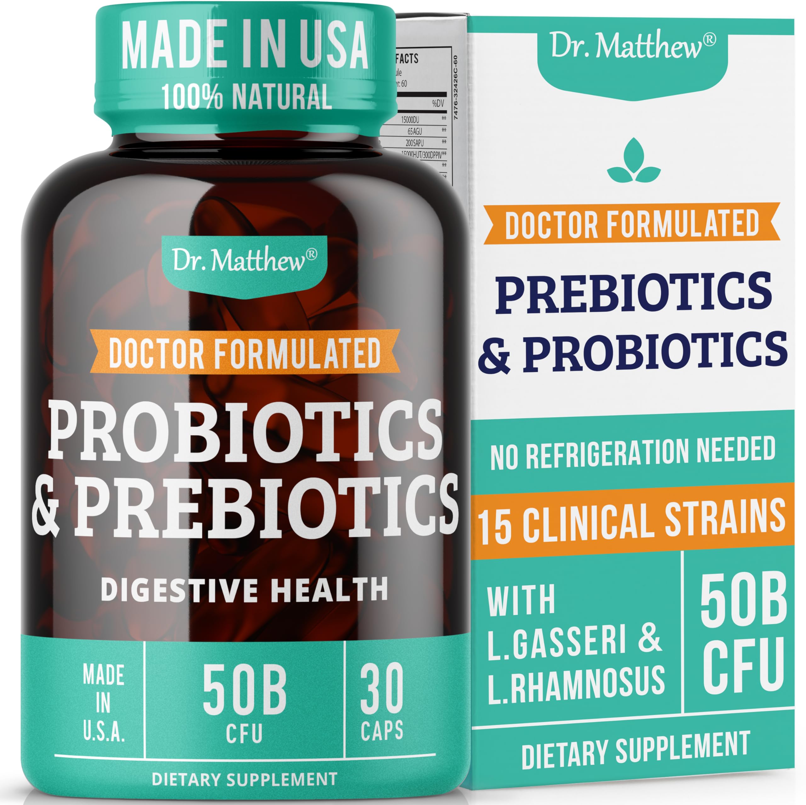 Bottle of multi-strain probiotic with 50B CFU