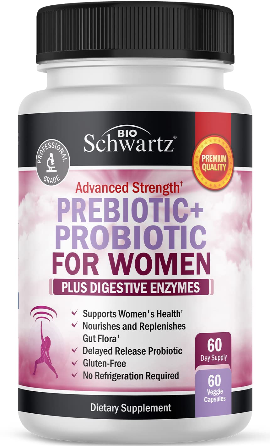 Bottle of prebiotics and probiotics for women – 60 count