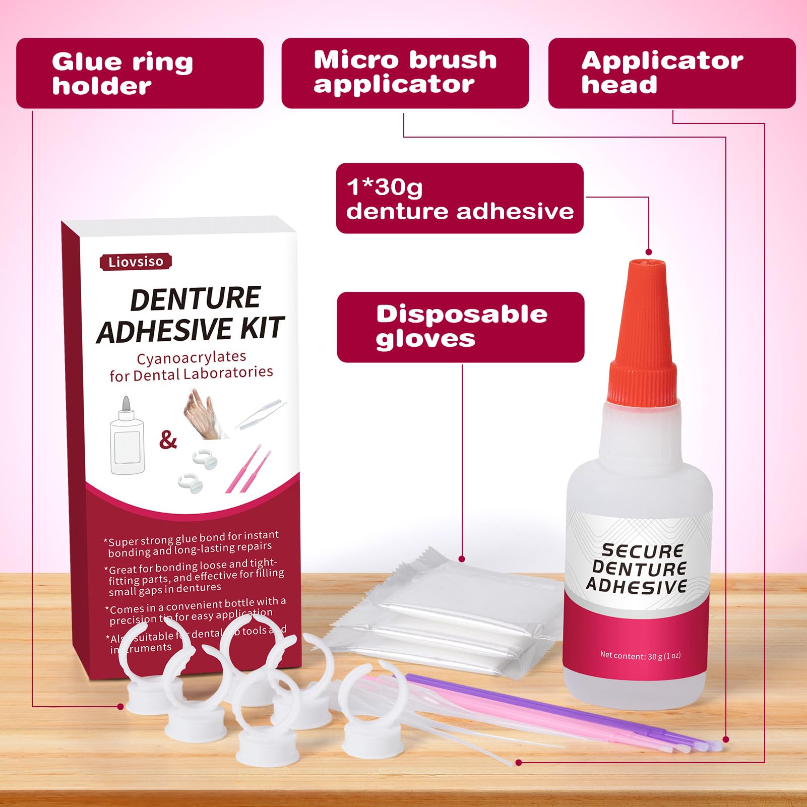 Precision applicator tip applying dental glue