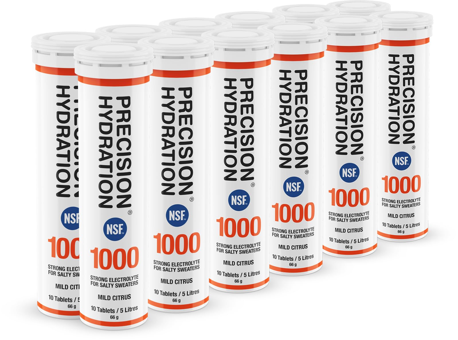 Packaging of Precision Hydration Electrolyte Tablets in an orange tube