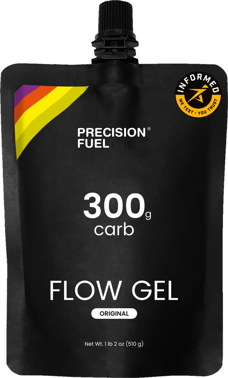 Precision Fuel 300 Flow pouch closeup with resealable cap for on-the-go fueling.