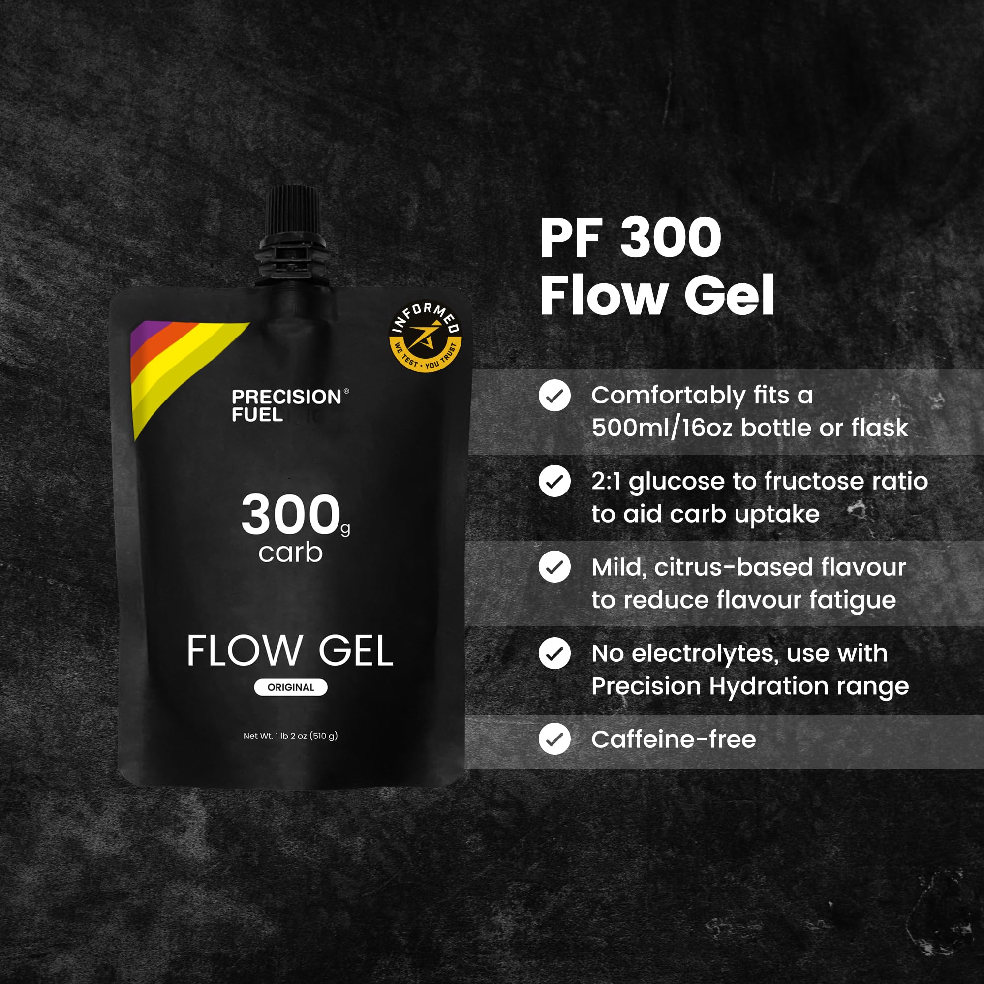 Precision Fuel 300 Flow serving scene shows quick energy during training miles.