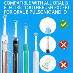 Close-up of white replacement heads compatible with Oral-B Braun electric toothbrushes