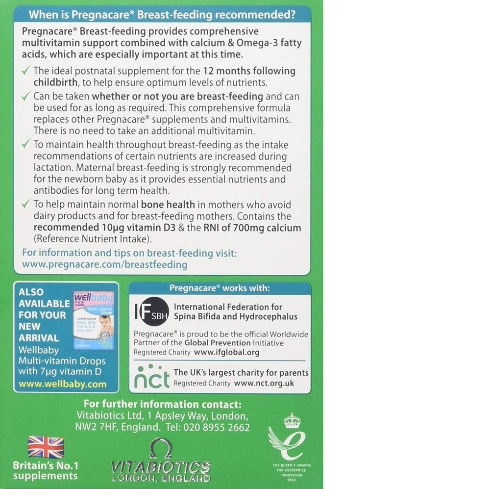 Vitabiotics Pregnacare Breast-Feeding 84 Tablets Case 4 – back panel