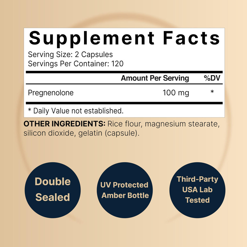Back label showing supplement facts and ingredients