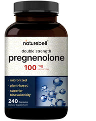Front view of Pregnenolone 100mg bottle with 240 capsules