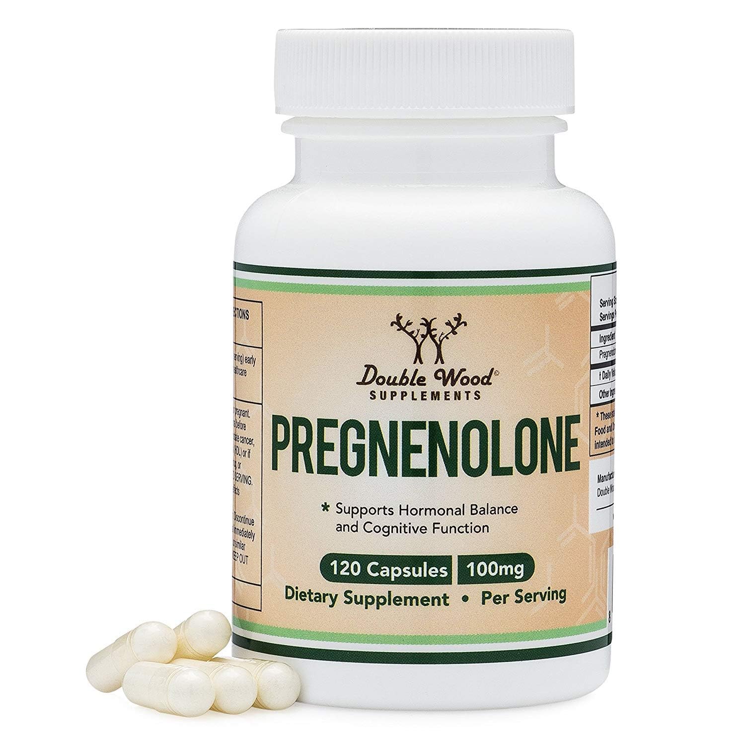 Pregnenolone 100mg per serving bottle label