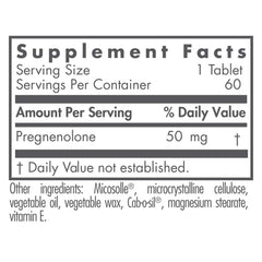 Close-up of 50 mg pregnenolone tablets