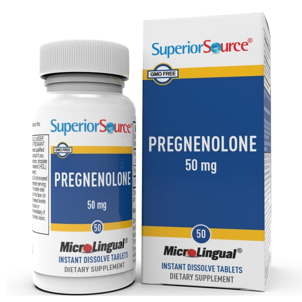 Front view of Superior Source Pregnenolone 50 mg tablets