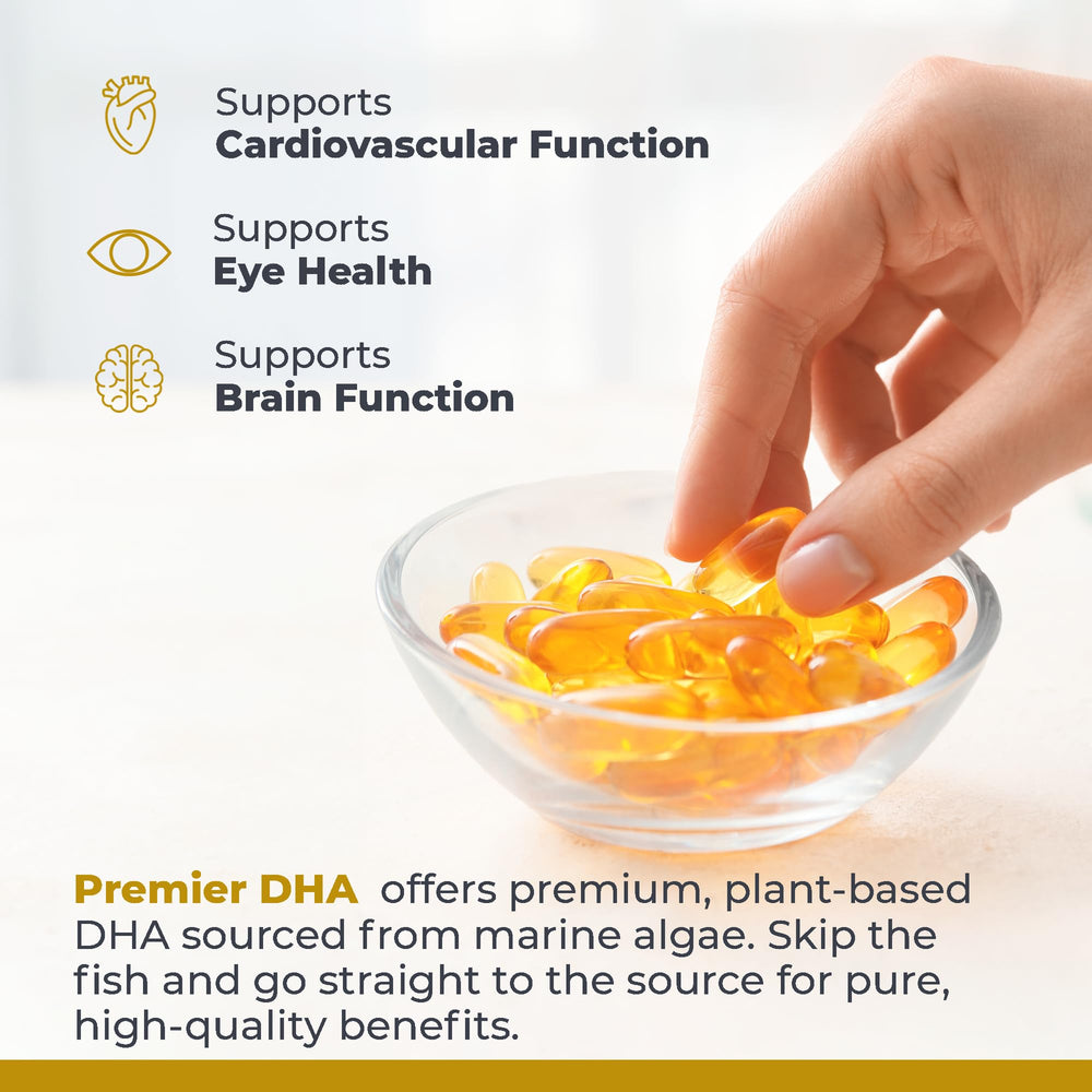 Close-up of a vegan algae-based DHA softgel