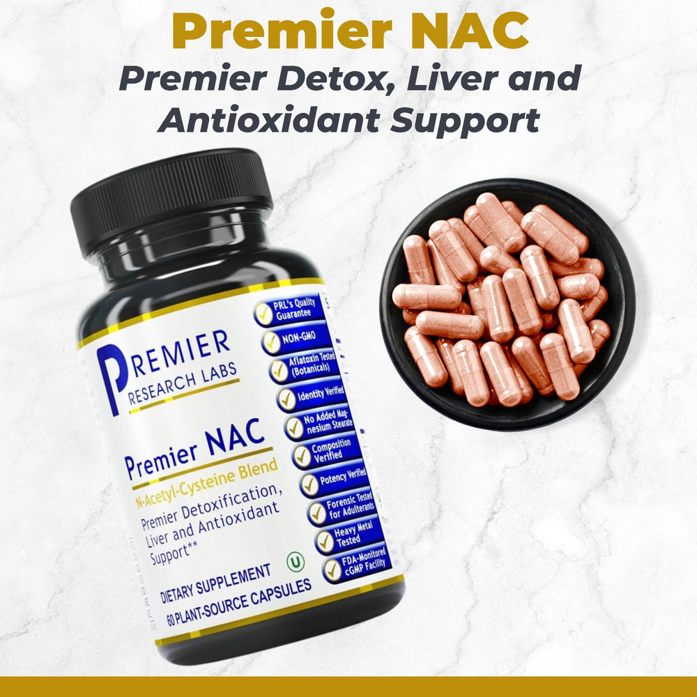 Premier NAC bottle back label showing supplement facts