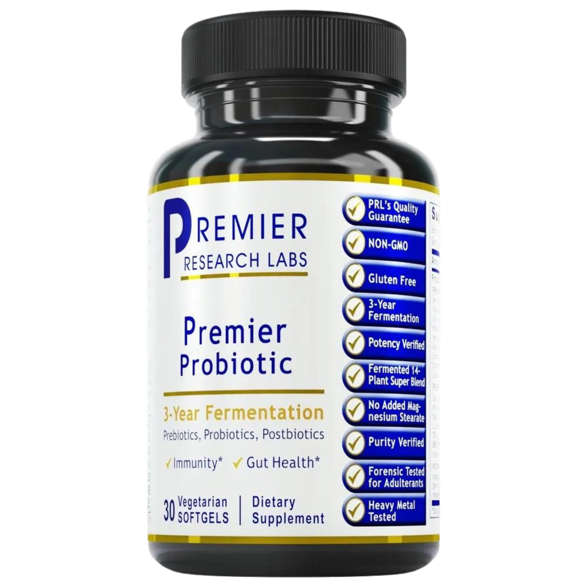 Premier Probiotic Quad Biotic bottle label close-up