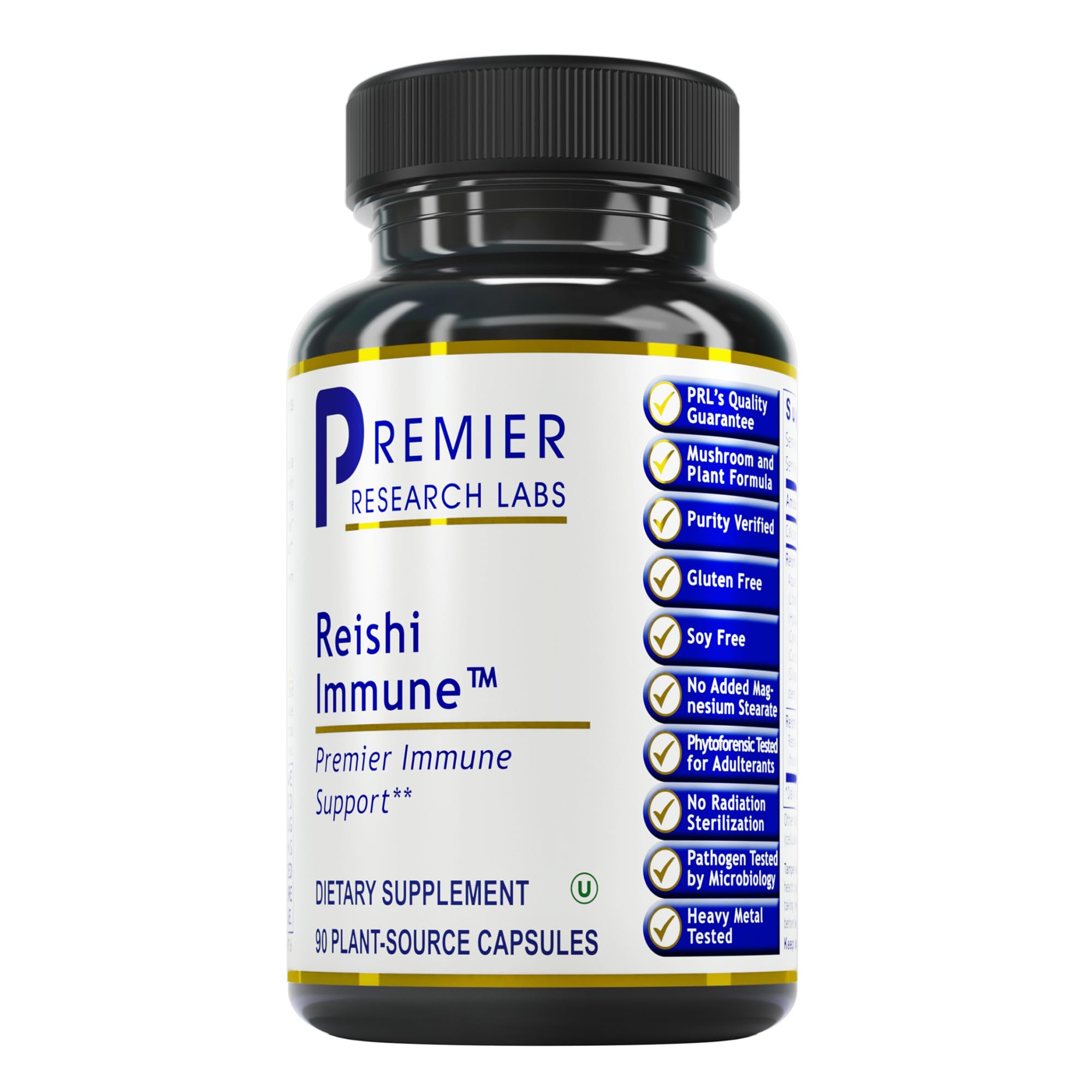 Premier Research Labs Reishi Immune Support bottle with 90 vegan capsules