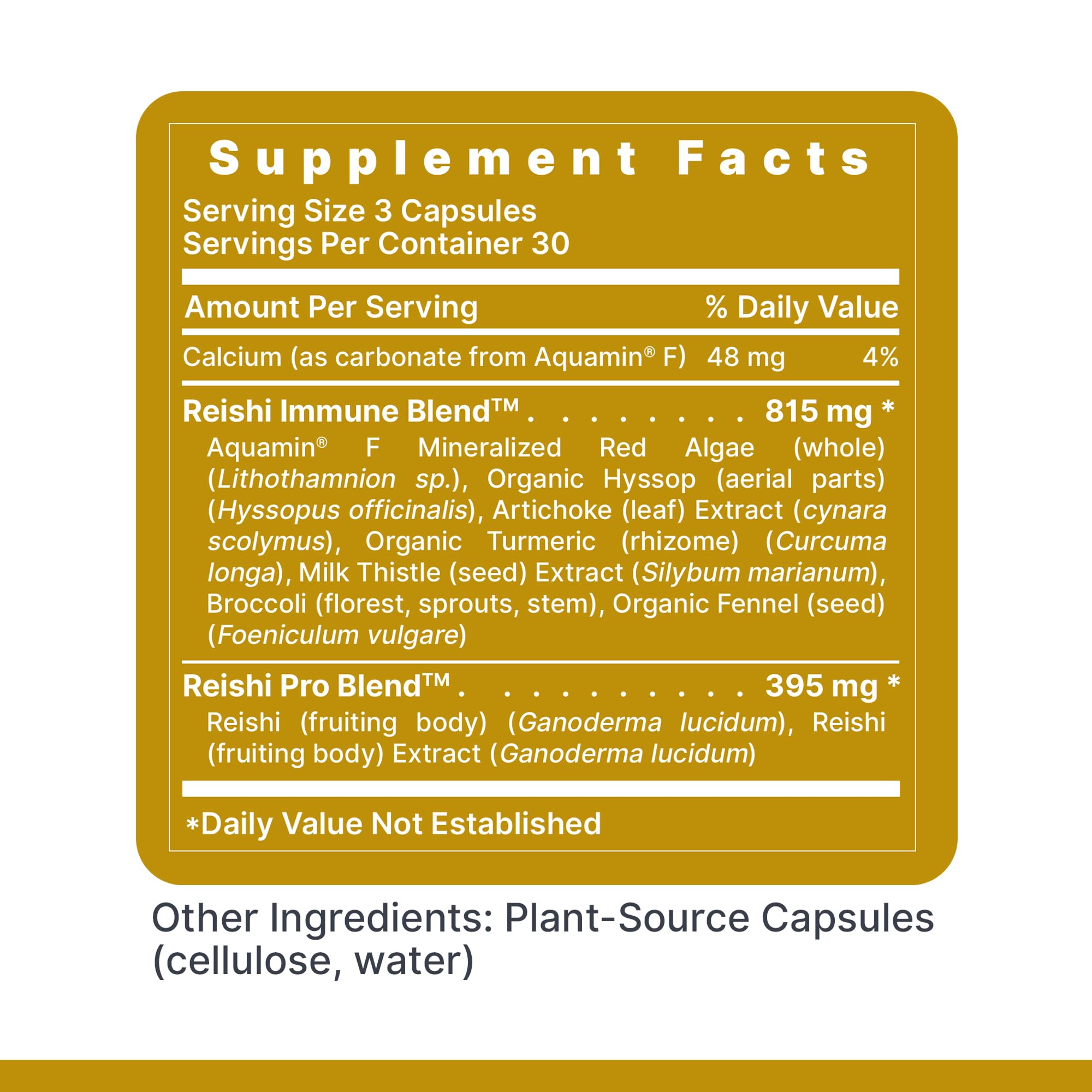 Bottle label emphasizing vegan capsules and premium quality