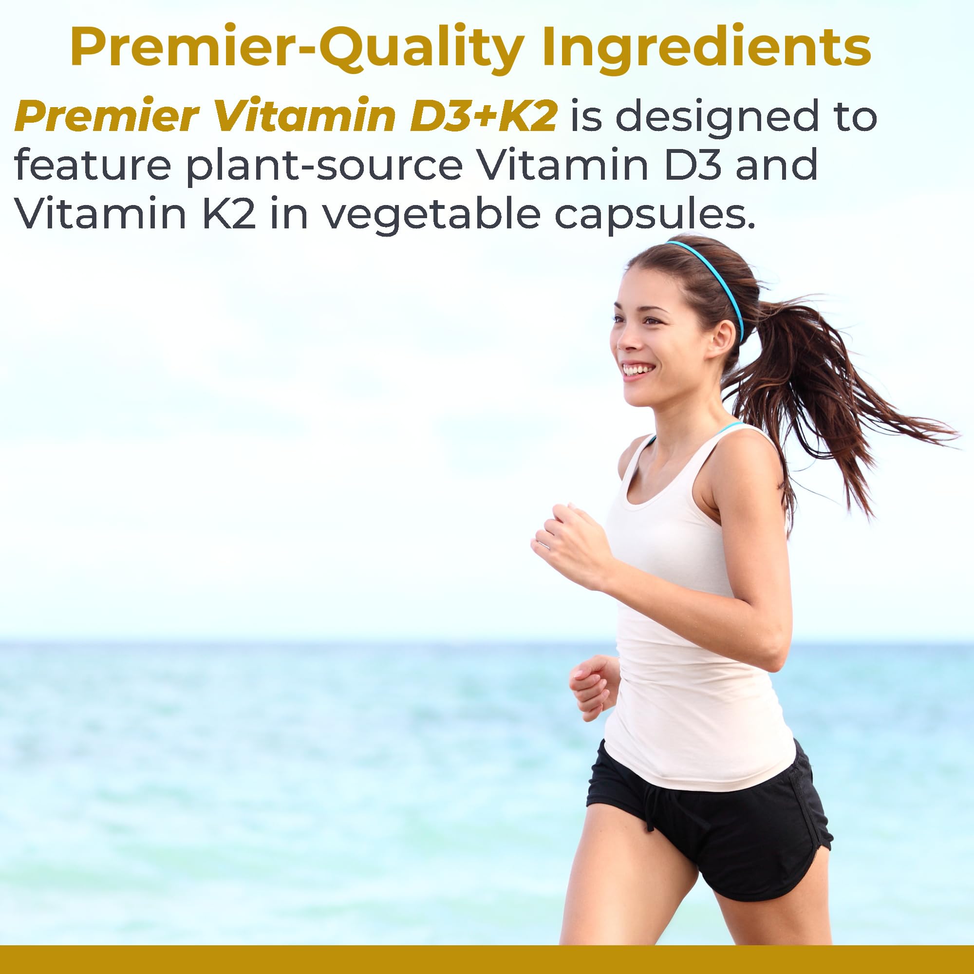 Vitamin D3 + K2 capsules with olive oil and vitamin E