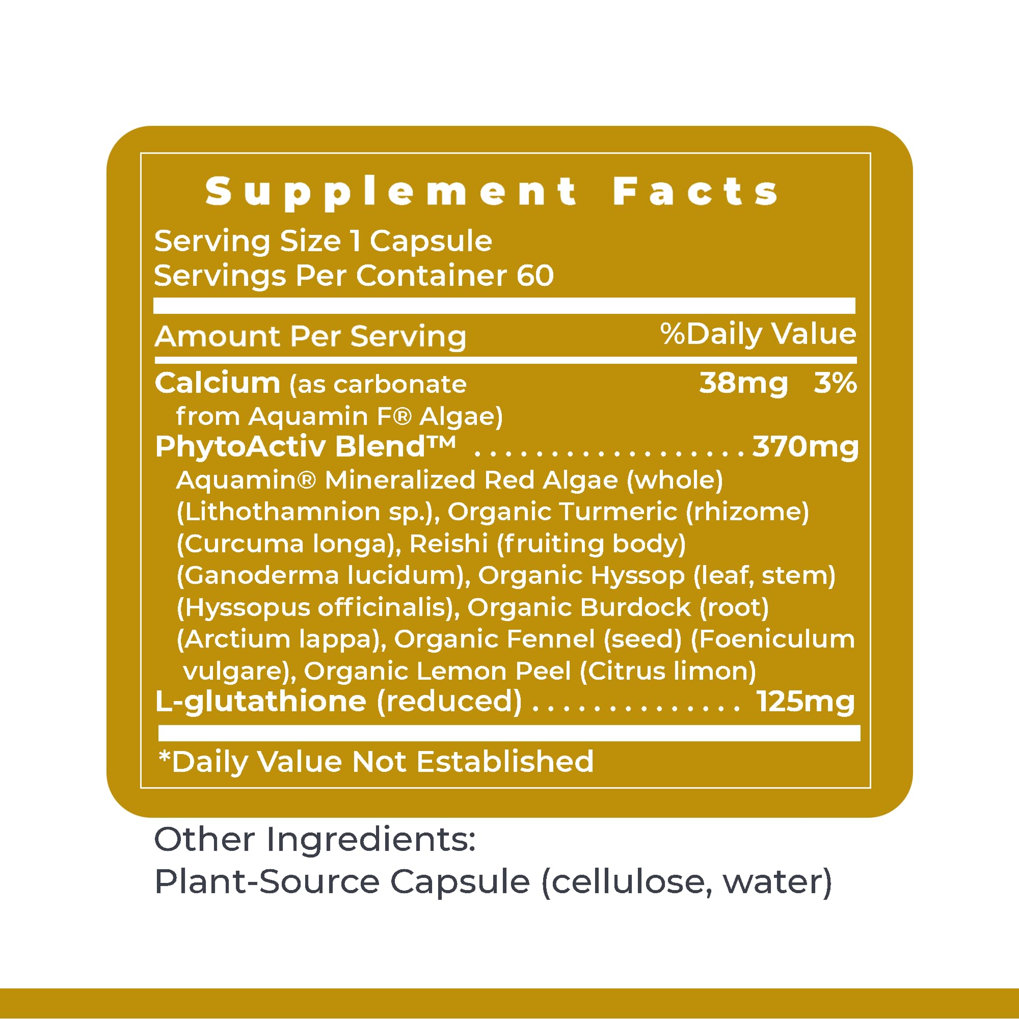 Phytoactiv blend close-up featuring red algae, turmeric, reishi, fennel for immune-support.