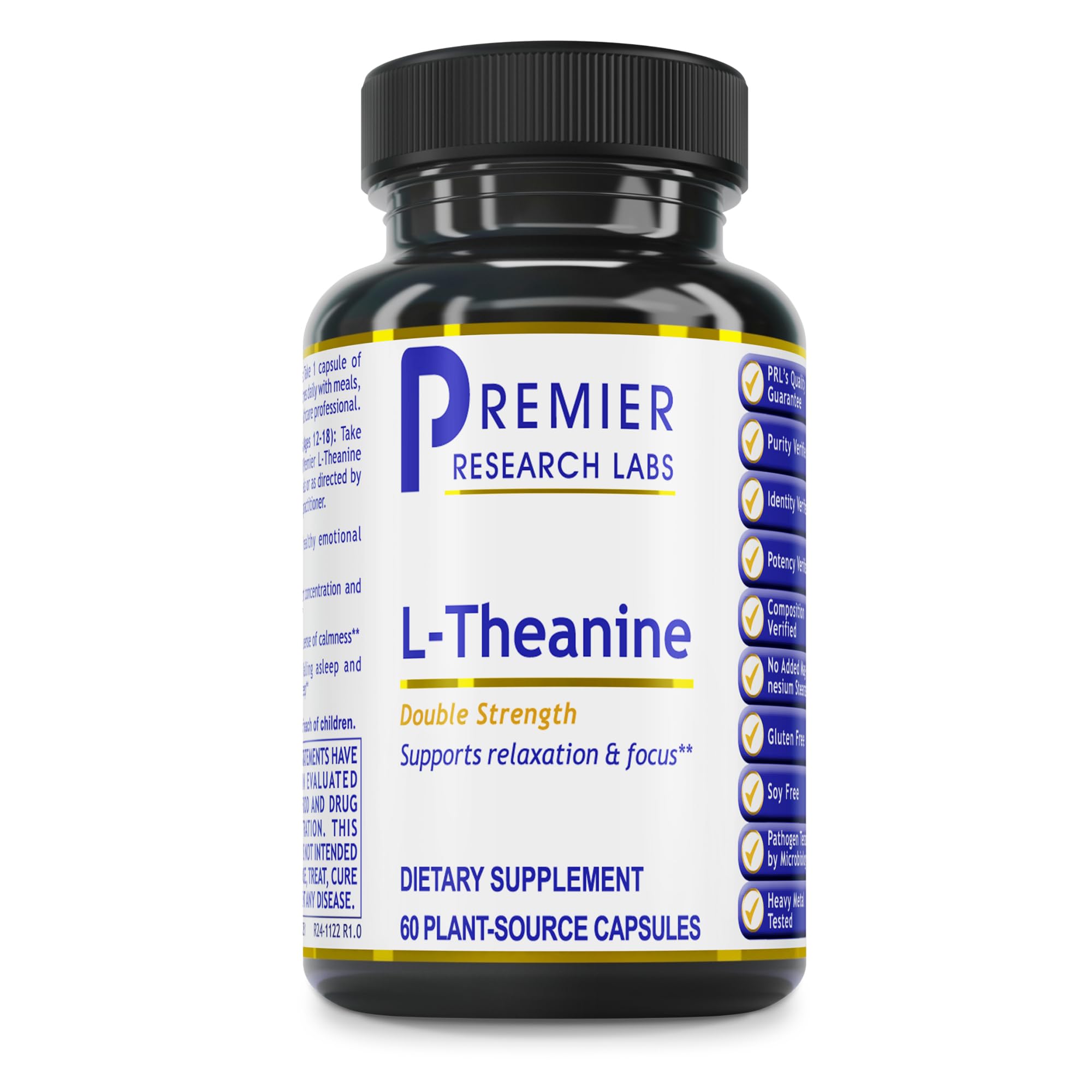 Premier Research Labs L-Theanine 200mg double-strength vegan capsules