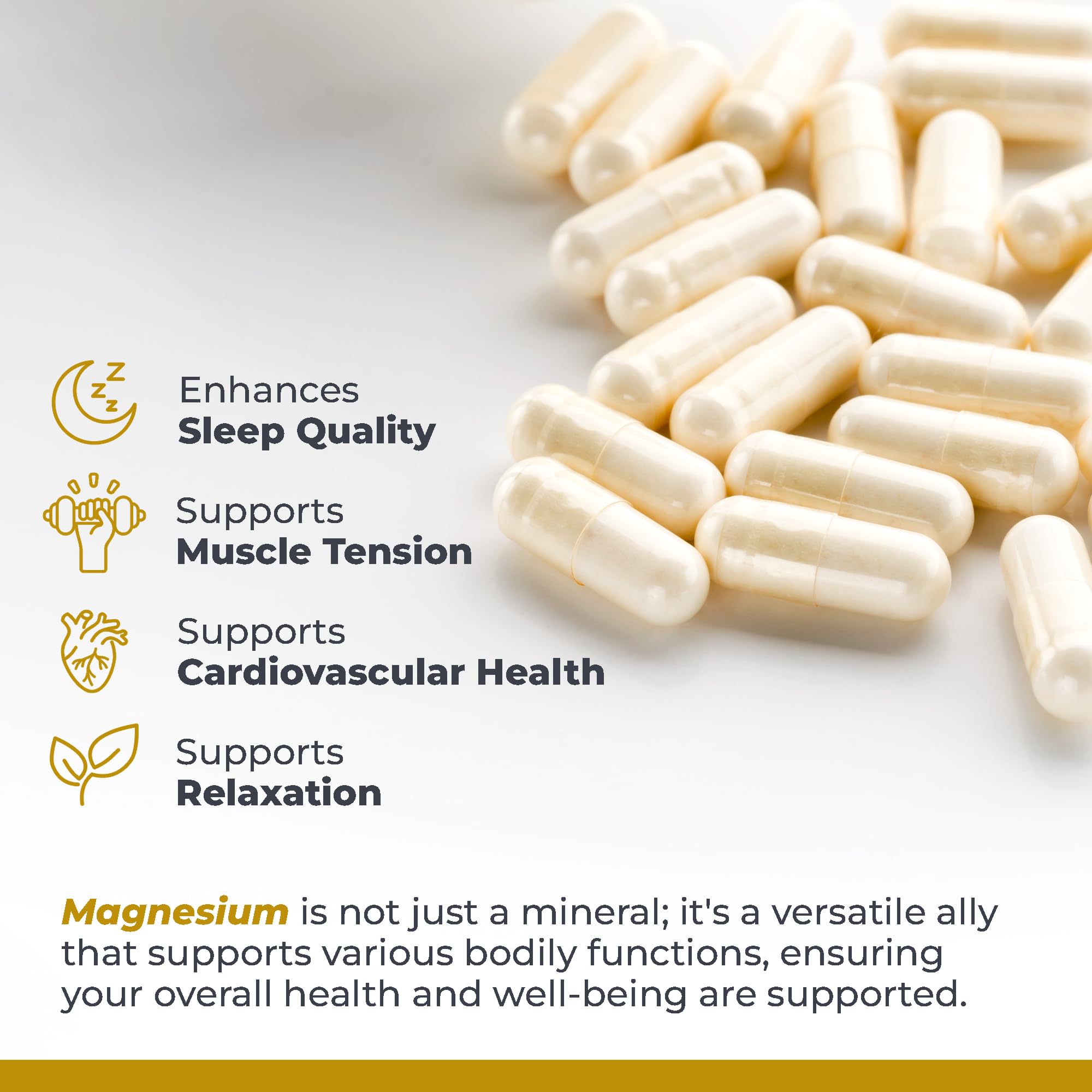 Sleep support and relaxation benefits icon for magnesium glycinate