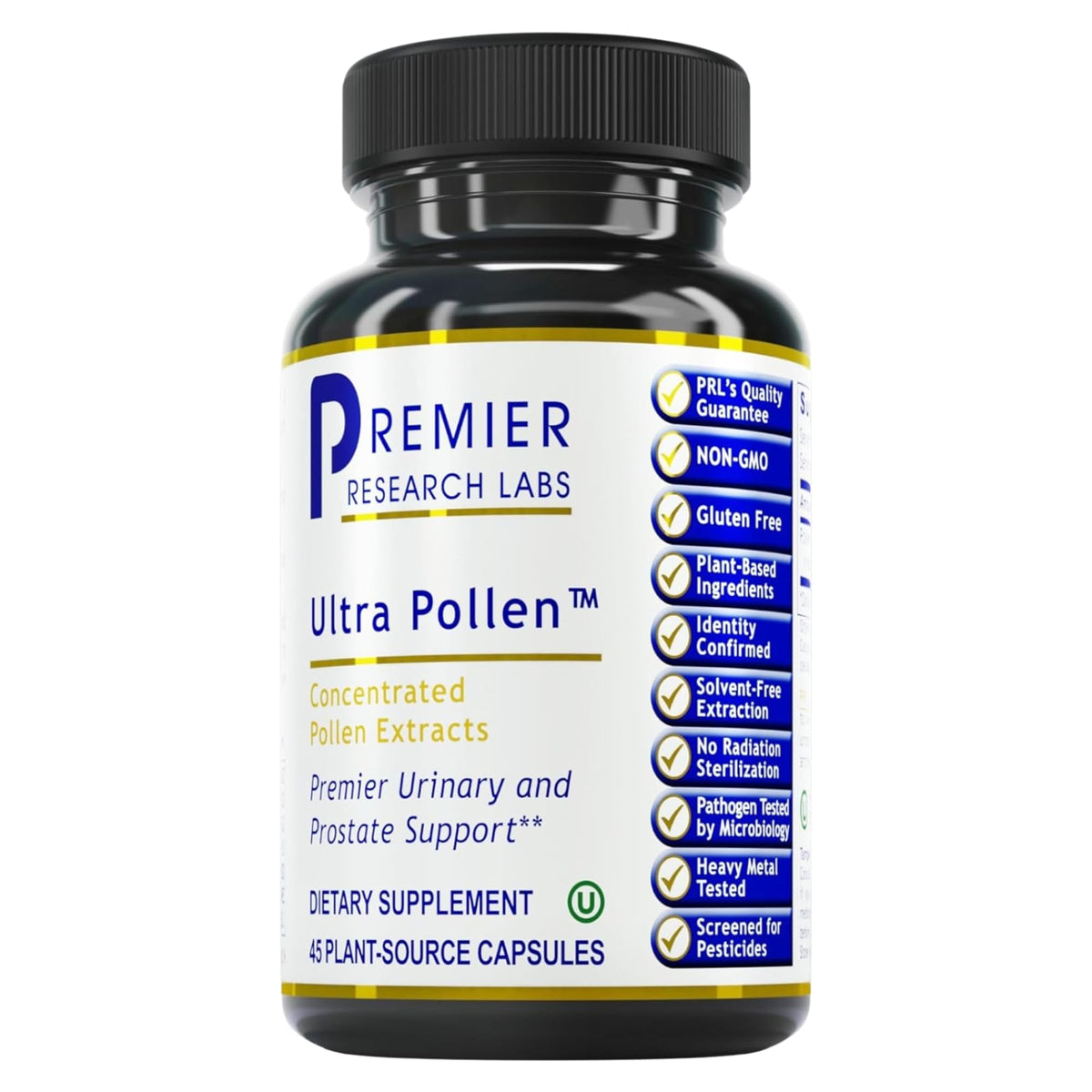 Premier Research Labs UltraPollen bottle with 45 vegetarian capsules