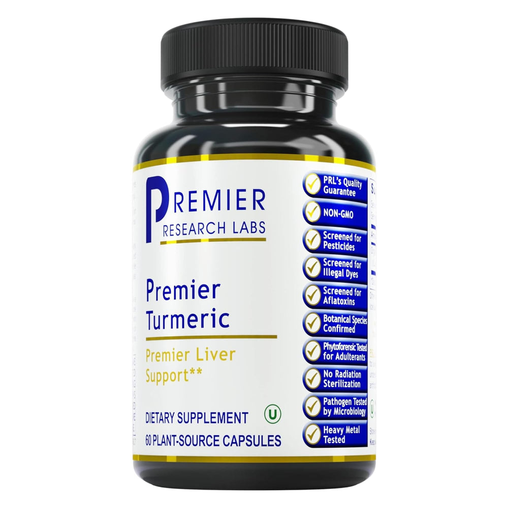 Premier Turmeric Capsules bottle showing 500 mg turmeric per capsule