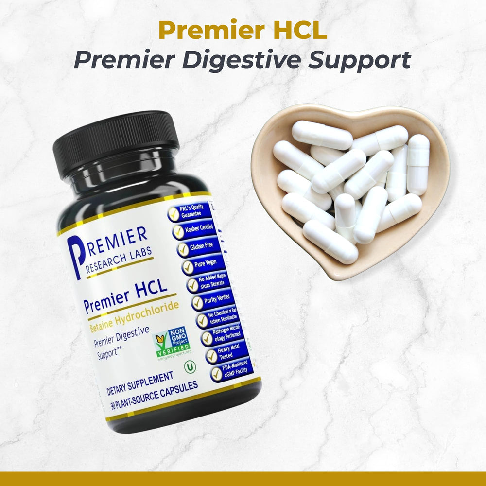 Close-up of Betaine Hydrochloride capsules for digestive support