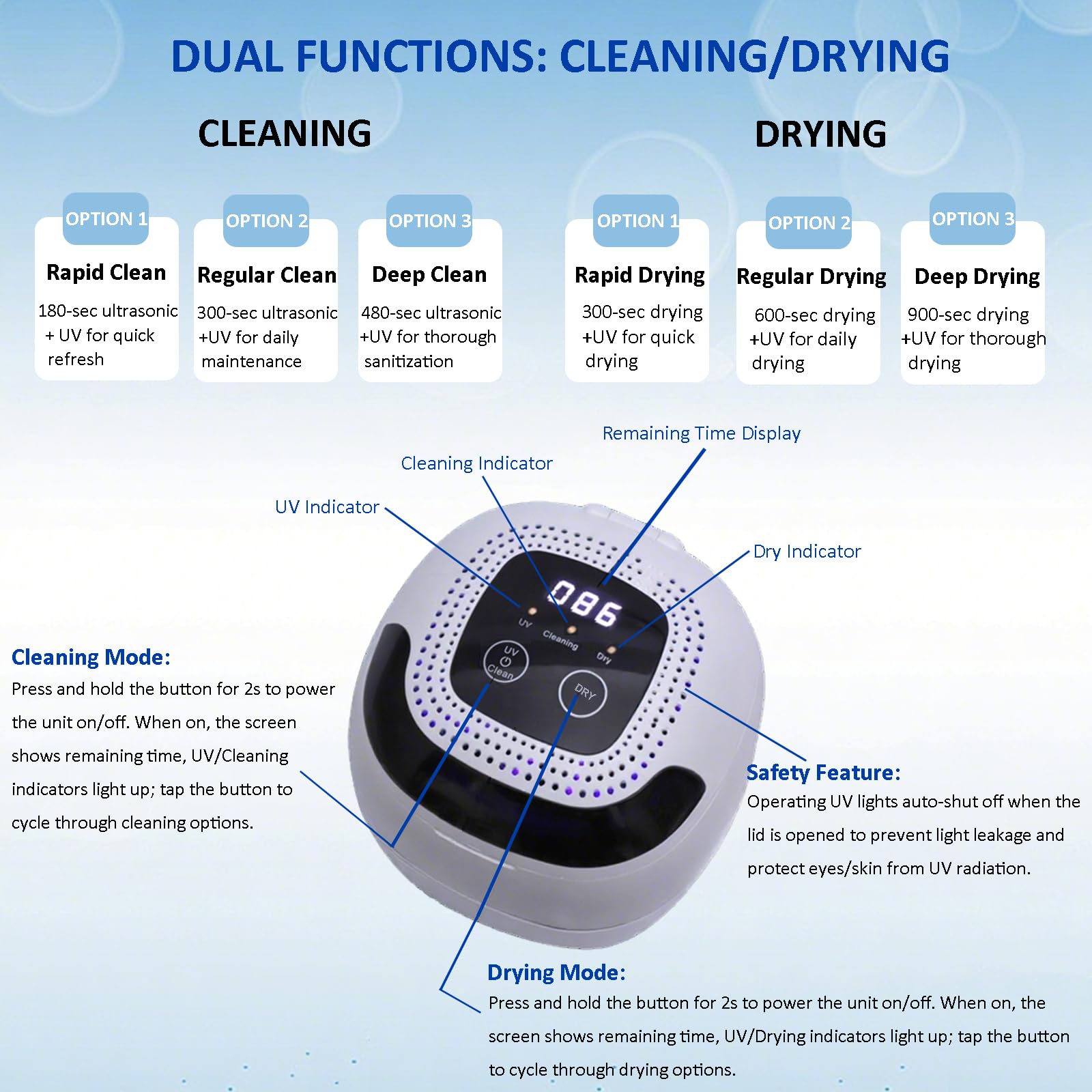 Premium 304 stainless steel basin inside ultrasonic cleaner