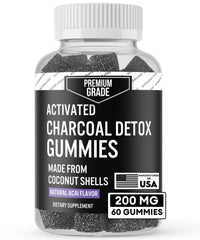 Bottle of Premium Grade Activated Charcoal Gummies - Coconut Acai Flavor (60 Count)