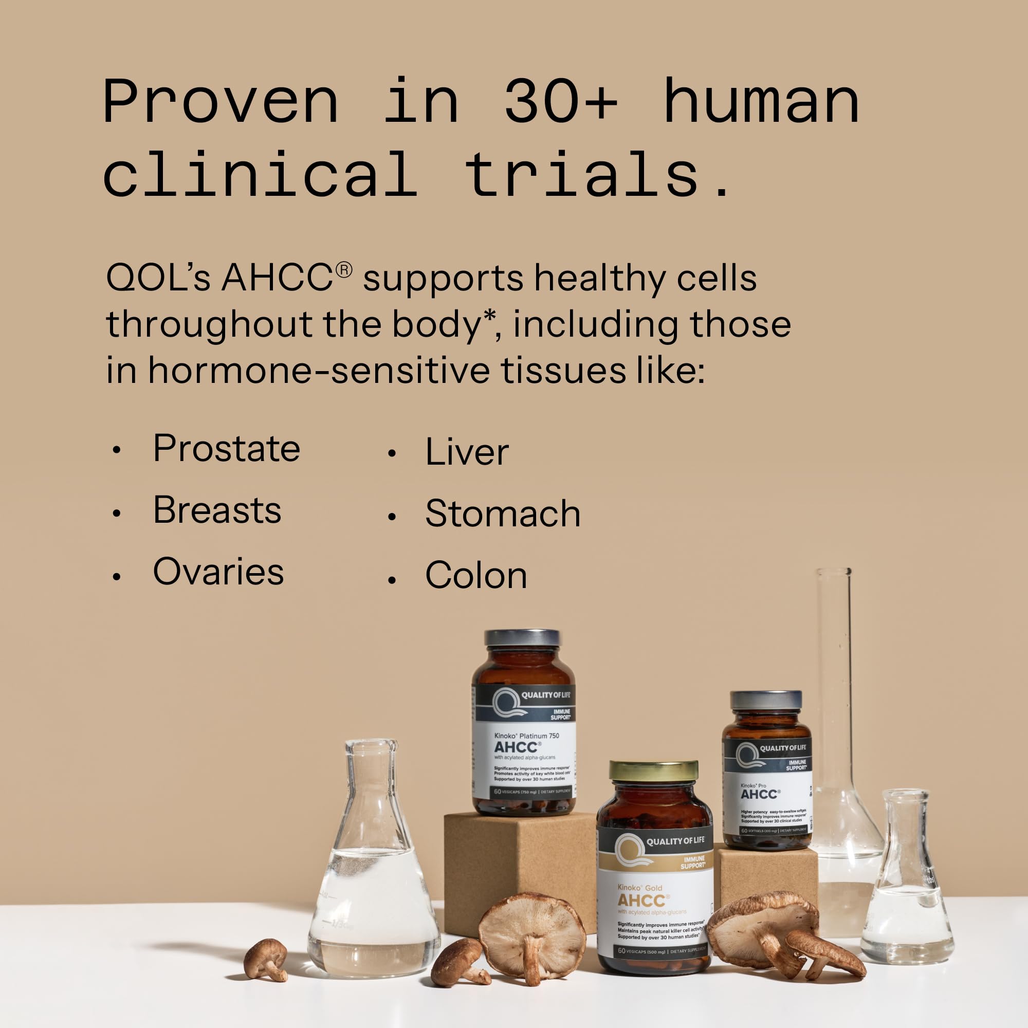 Premium AHCC quality from Quality of Life with mushroom extract