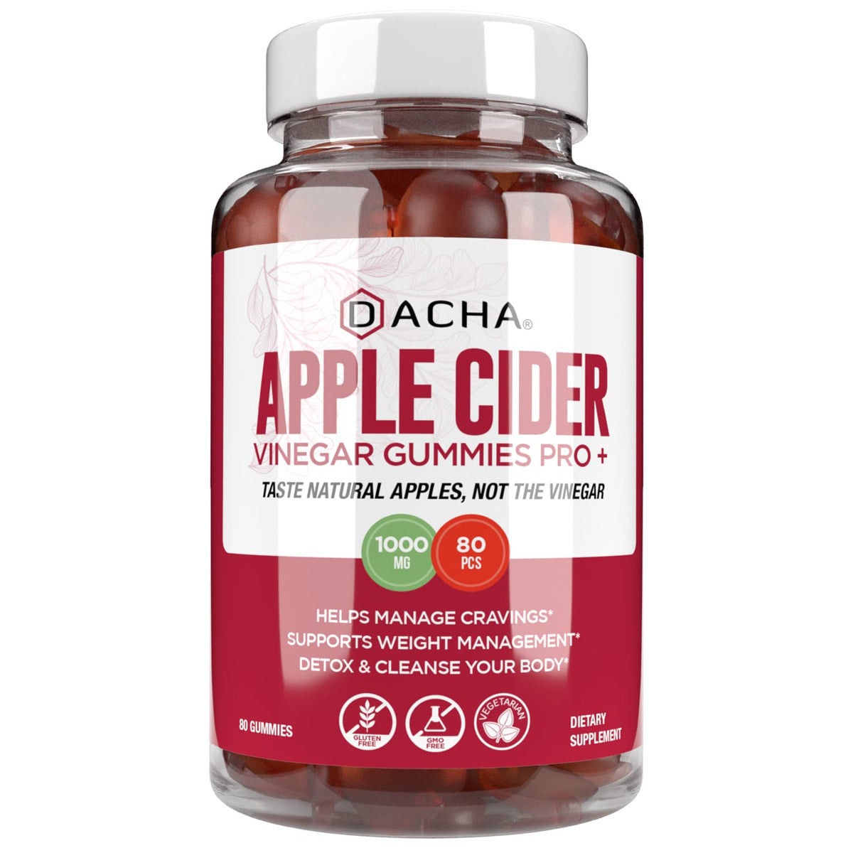 Bottle of Premium Apple Cider Vinegar Gummies with 80-count label