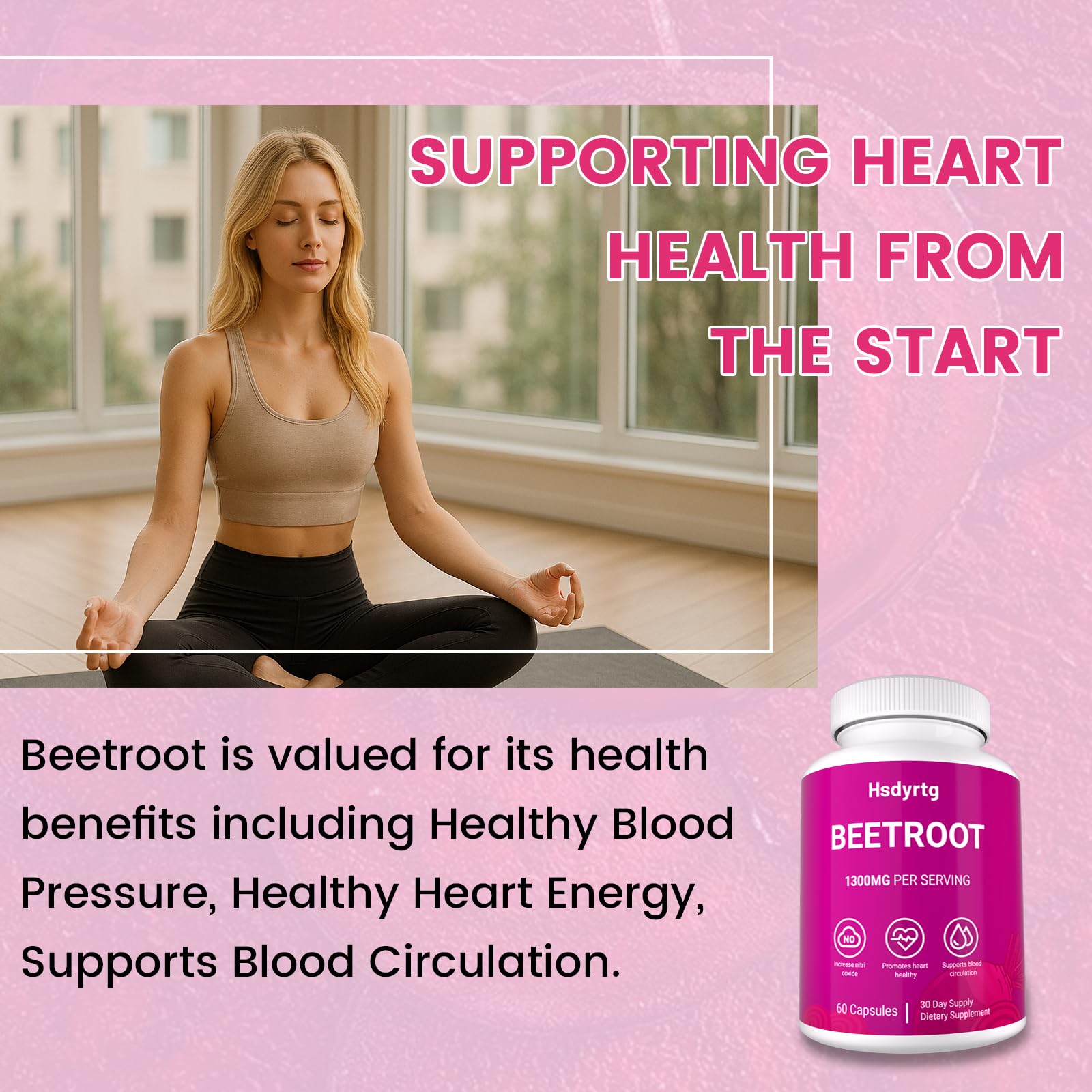 Front view of Beet Root Capsules bottle on white
