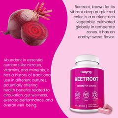 Beetroot powder and capsules close-up