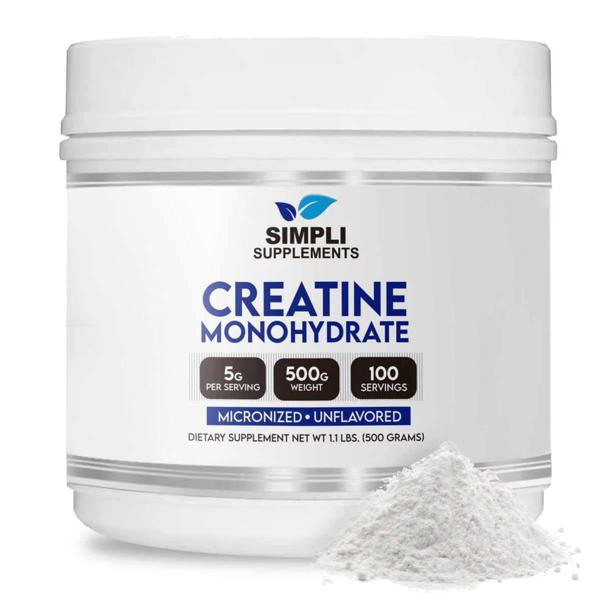 Premium Creatine Monohydrate Powder 500g front view