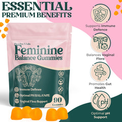 90-count pouch displaying pineapple-flavored feminine balance gummies