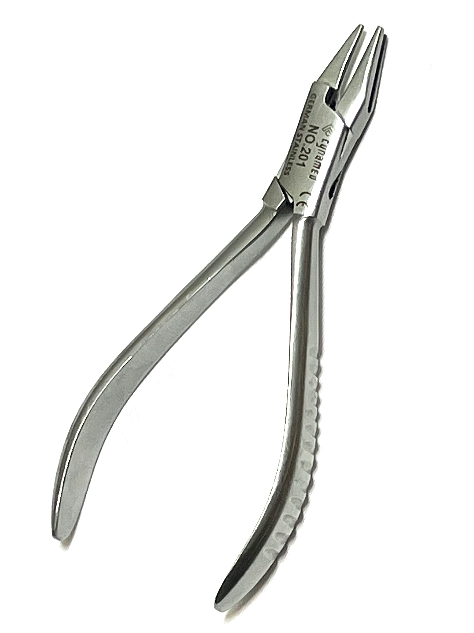 Close-up of German grade Aderer plier for dental wire bending - 3 prongs