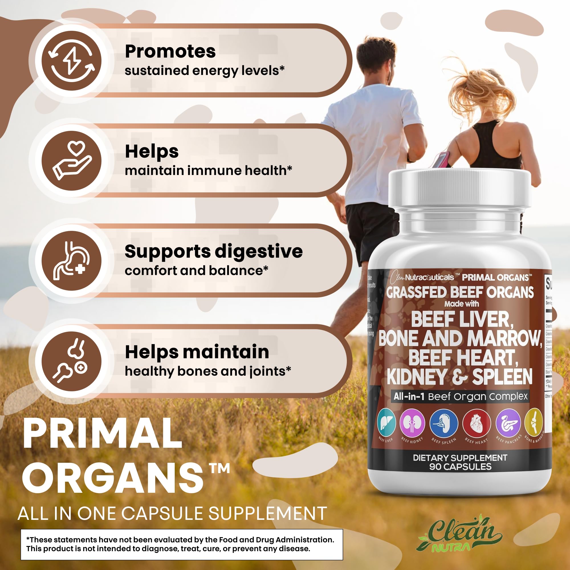 Premium grass-fed beef liver capsule packaging