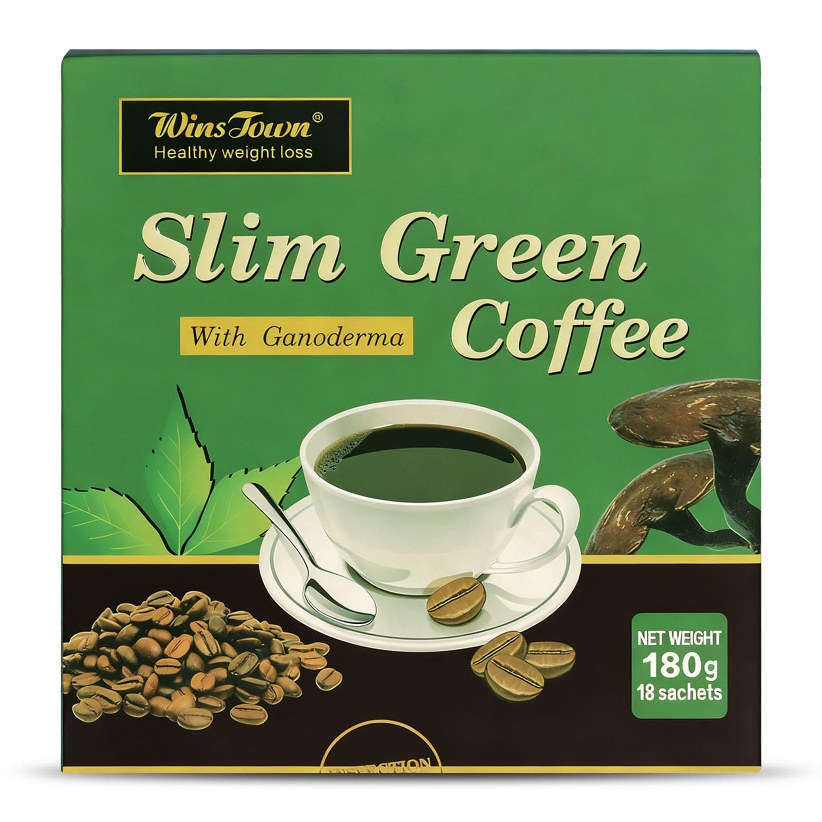 Premium Green Coffee with Ganoderma and Herbal Extracts box and sachets
