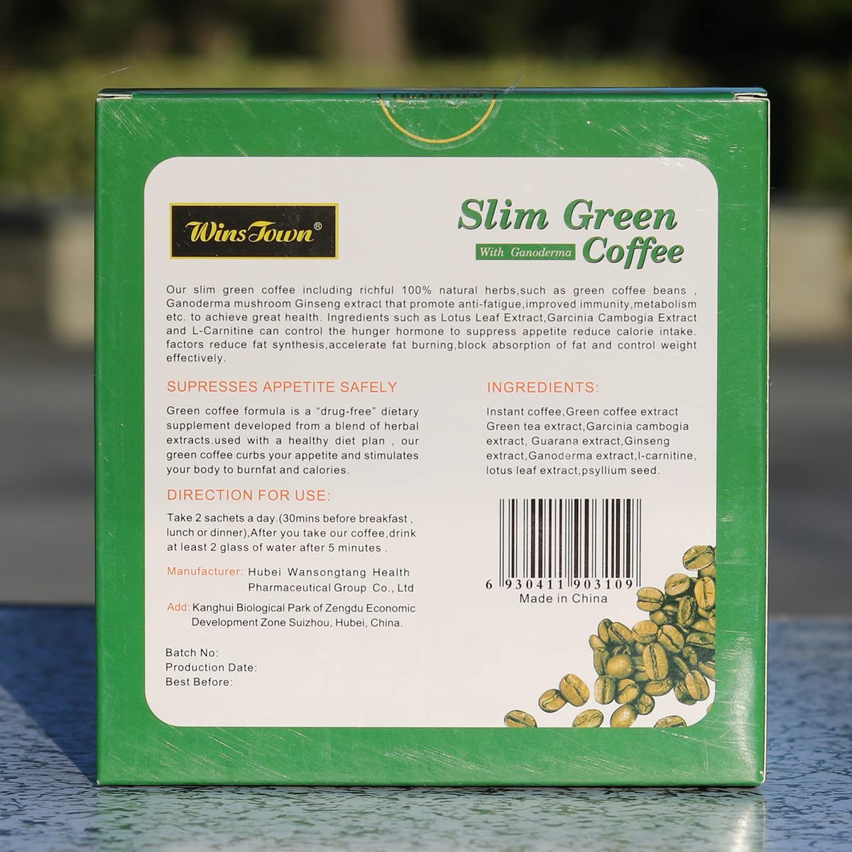 Green coffee beans and powder close-up