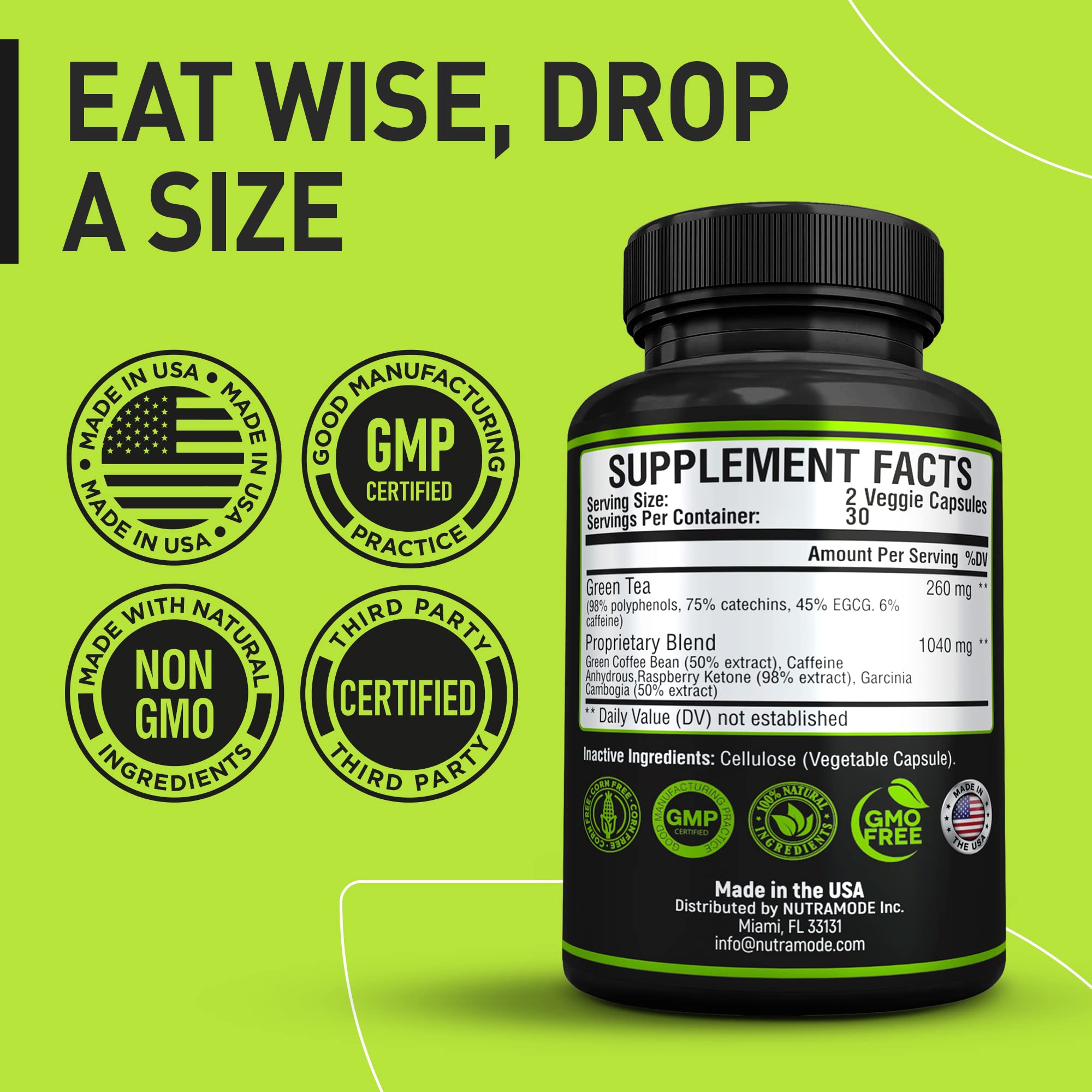 Healthy weight loss concept with diet pills and green tea