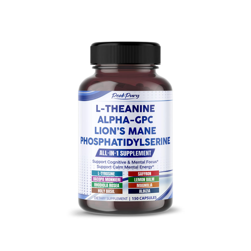 Bottle of premium brain-boosting supplement with 150 capsules