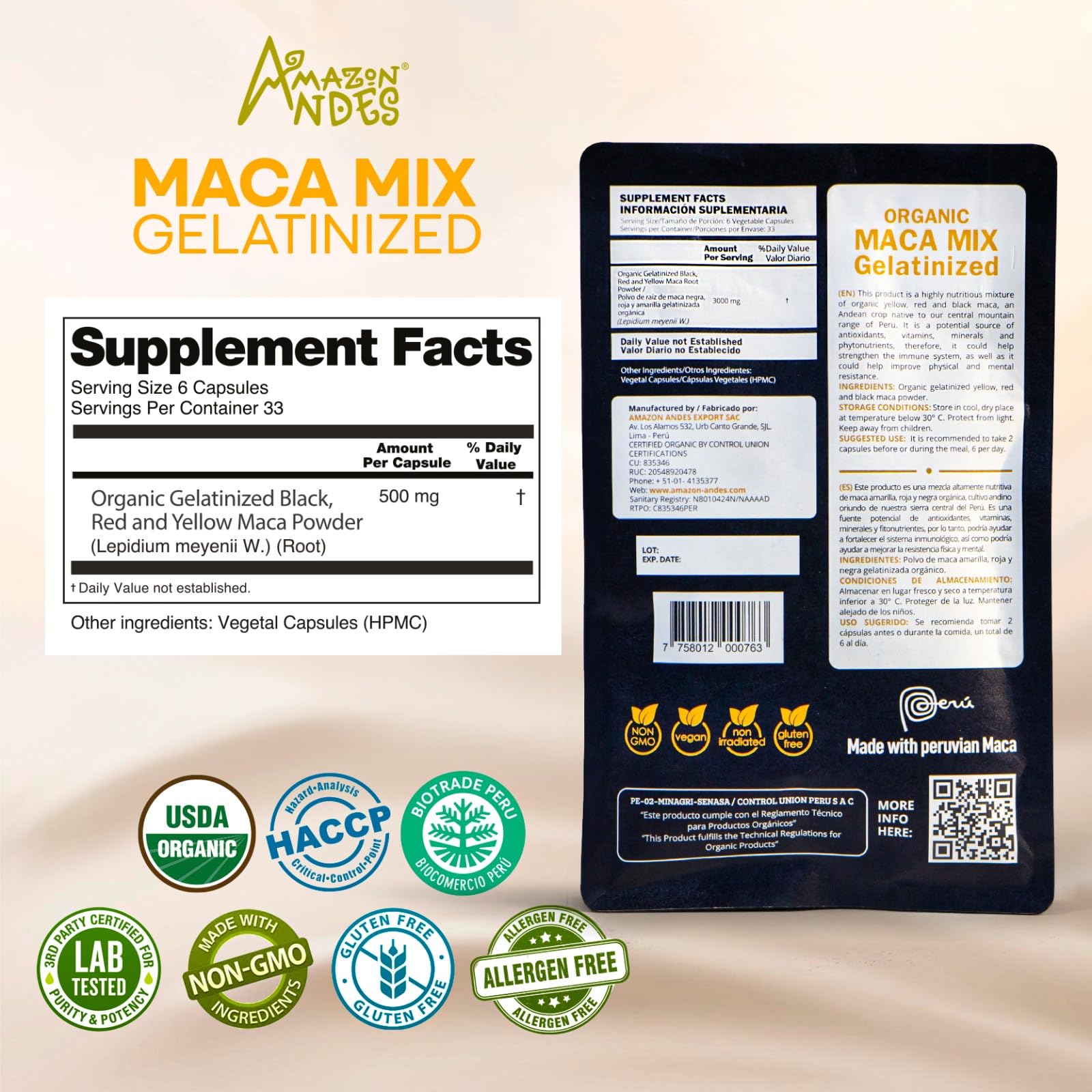 Bottle of Premium Maca Capsules 3000mg