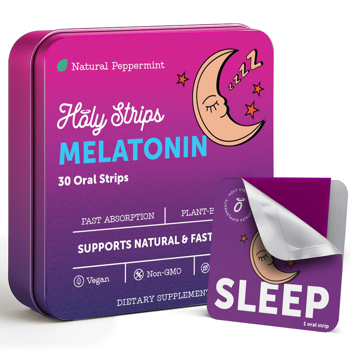 Premium Melatonin Strips for Adults packaging front