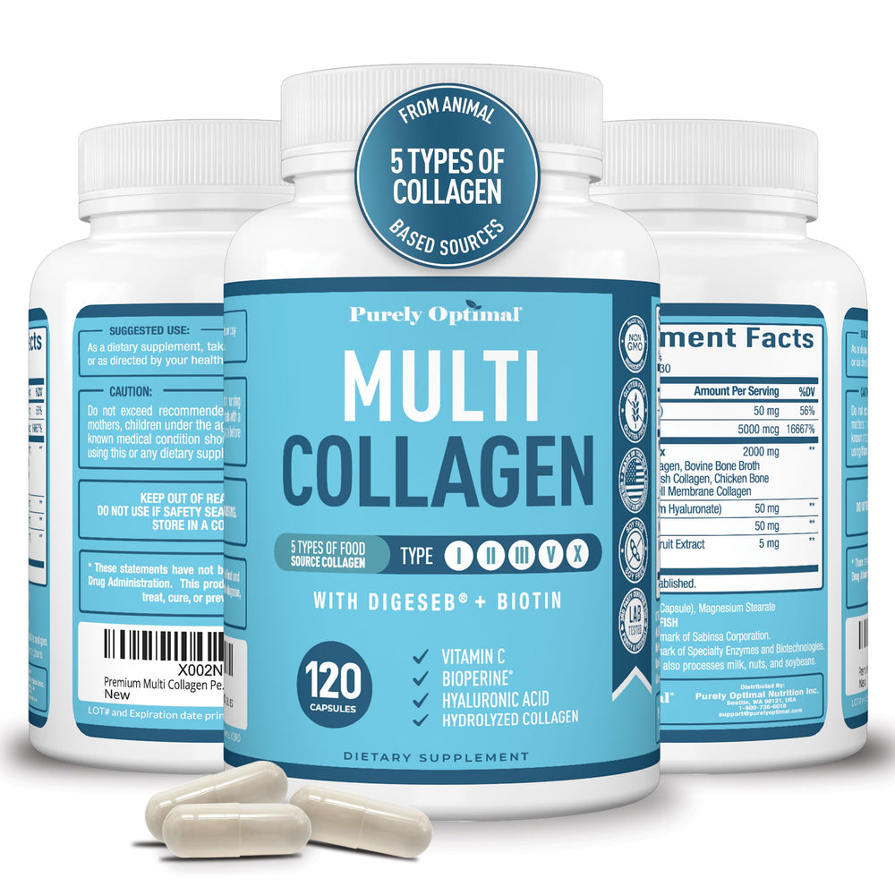 Premium Multi Collagen Peptides 120 capsules bottle