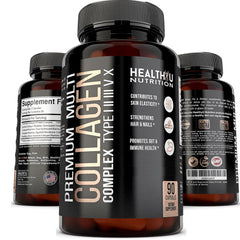 Premium multi collagen peptides pills bottle