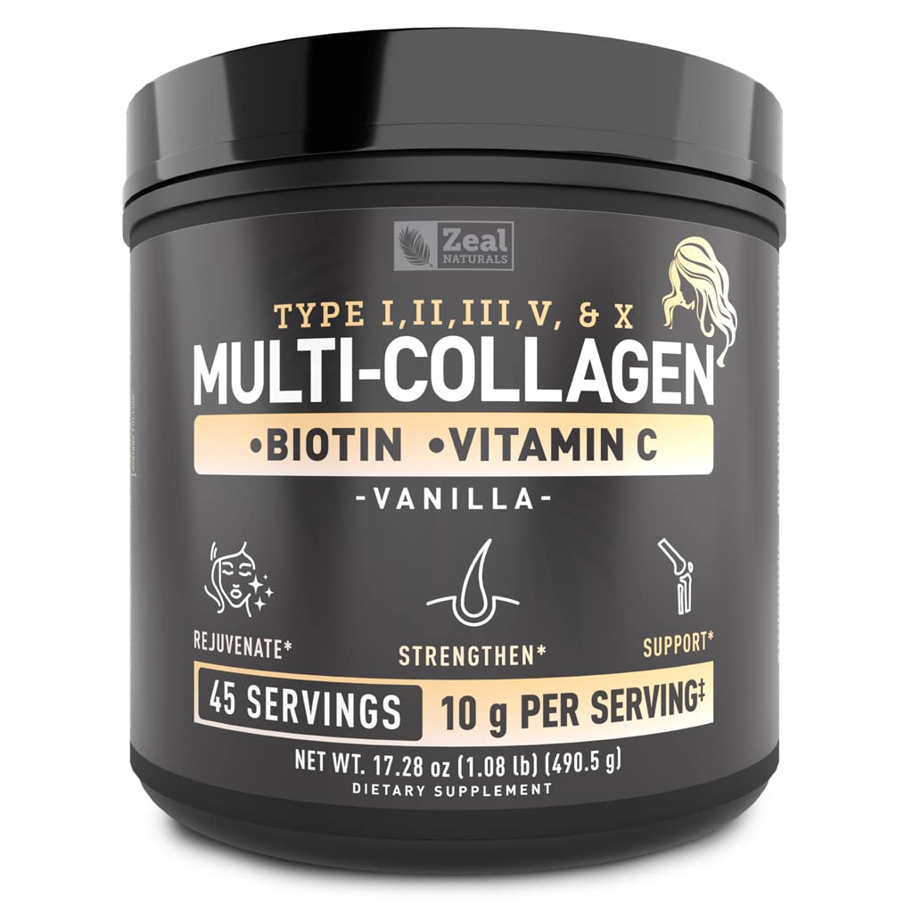 Front view of Premium Multi Collagen Peptides Powder Vanilla 45 Servings
